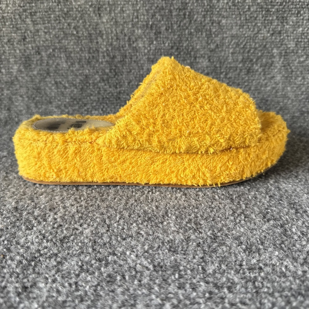Ma'91 Women's Cozy Yellow Sherpa Slippers Platform Sandals Size 38 EU/‎ 7.5 US